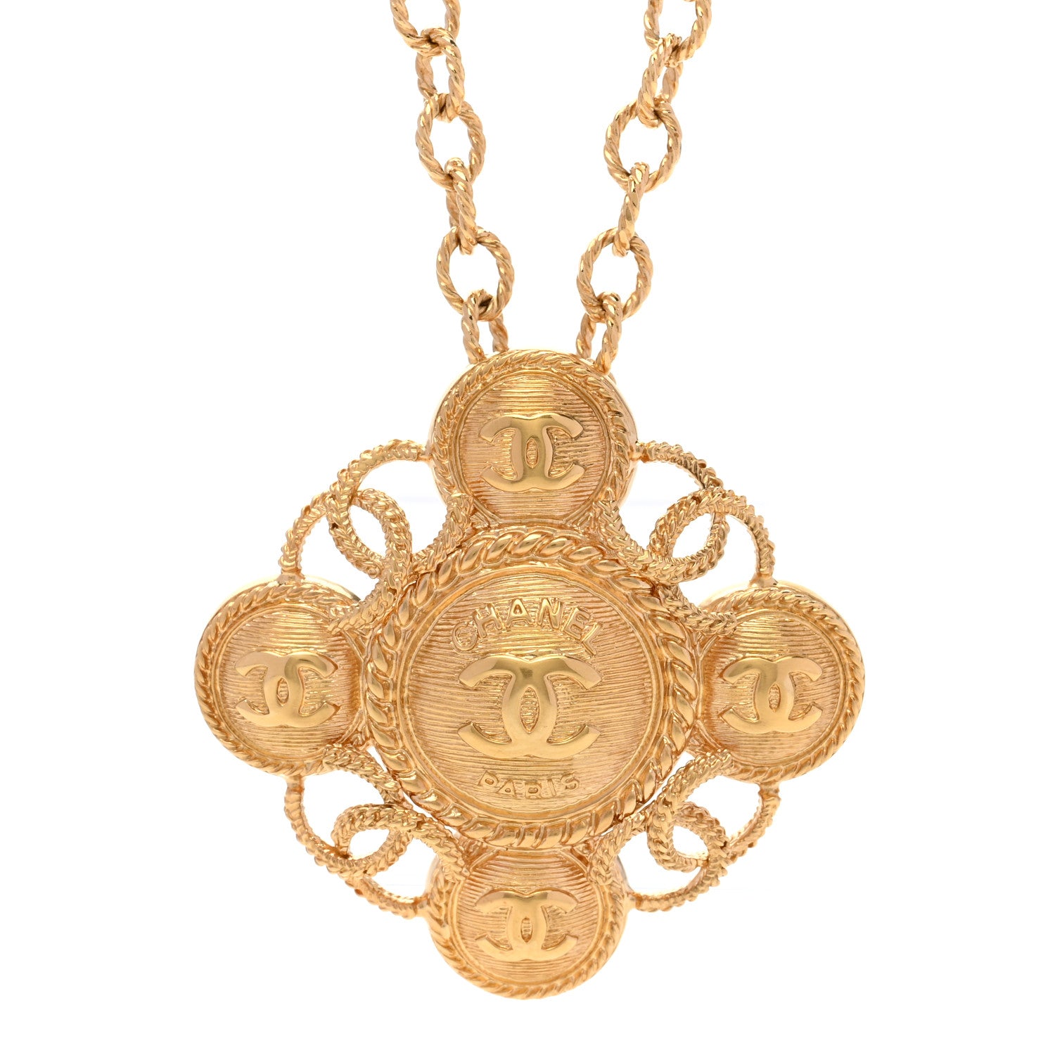 Chanel Metal CC Cross CC Necklace Gold 4 of 5