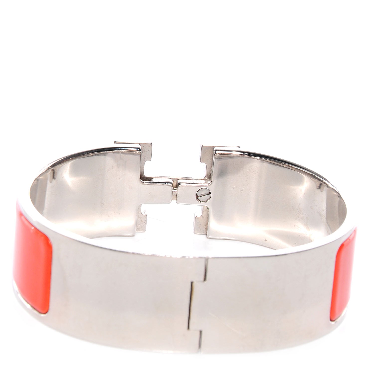 Hermes Enamel Wide Clic Clac H Bracelet PM Orange White 5 of 5