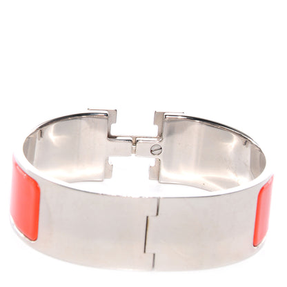Hermes Enamel Wide Clic Clac H Bracelet PM Orange White 5 of 5