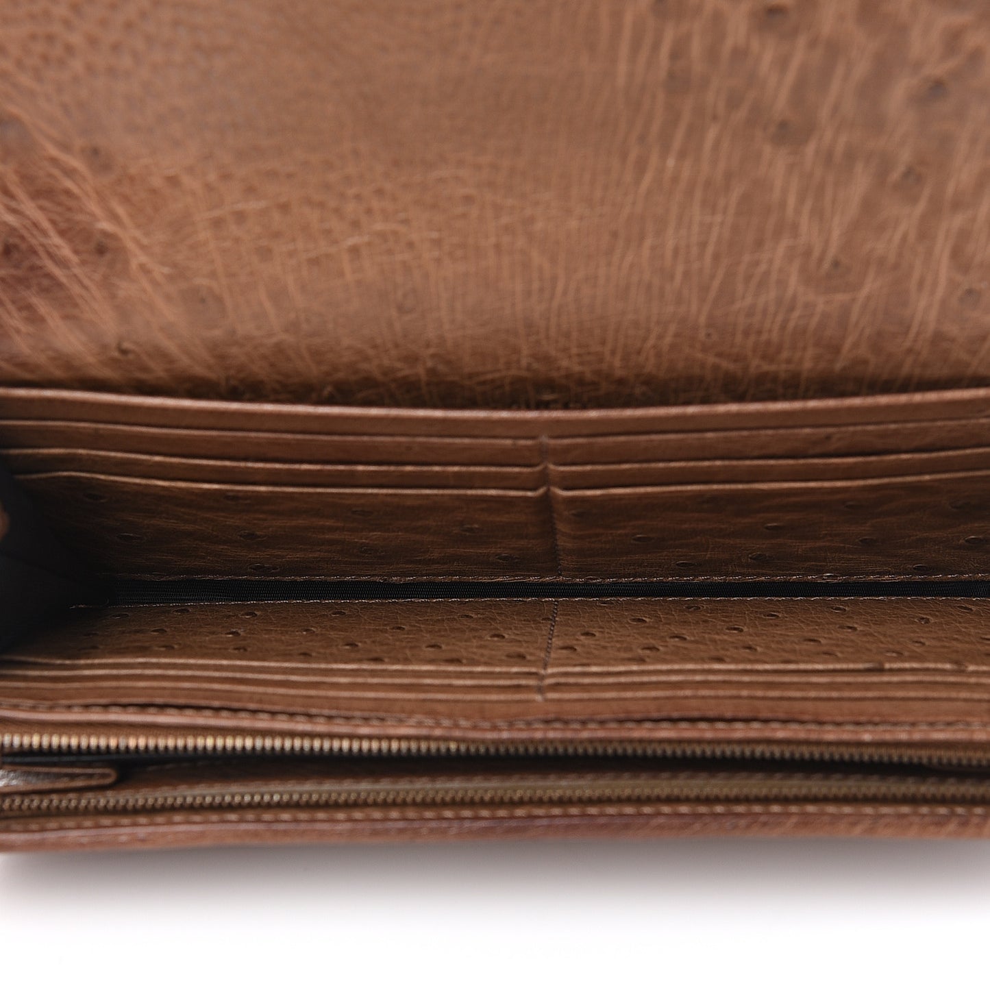 Ostrich 1973 Continental Clutch Wallet Brown