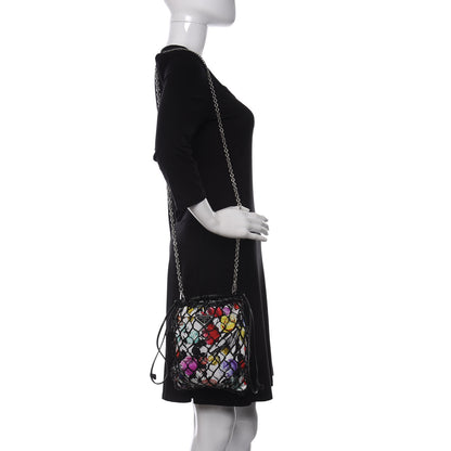 Prada Fabric Calfskin Floral Print Net Chain Bag Black Multicolor 2 of 11
