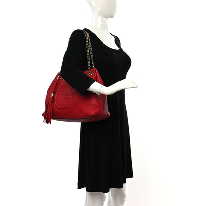 Gucci Pebbled Calfskin Medium Soho Chain Shoulder Bag Tabasco Red 2 of 17
