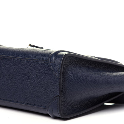 Celine Drummed Calfskin Nano Luggage Navy Blue 10 of 11