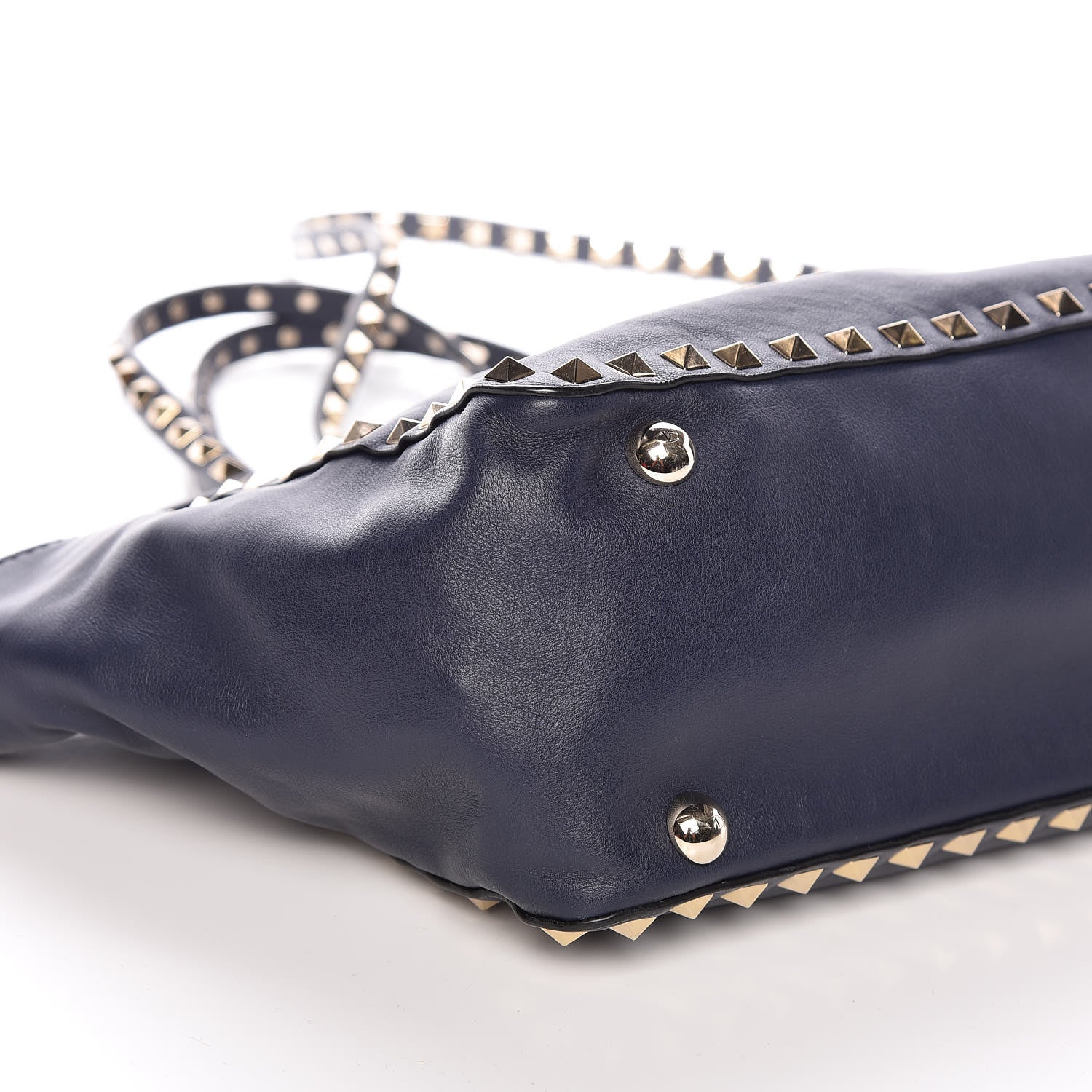 Valentino Garavani Vitello Small Rockstud Tote Marine 10 of 11