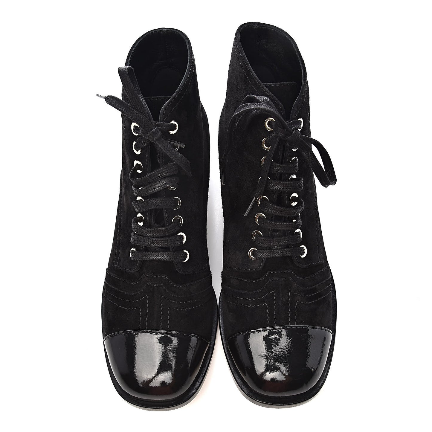Suede Patent Cap Toe CC Boots 38.5 Black