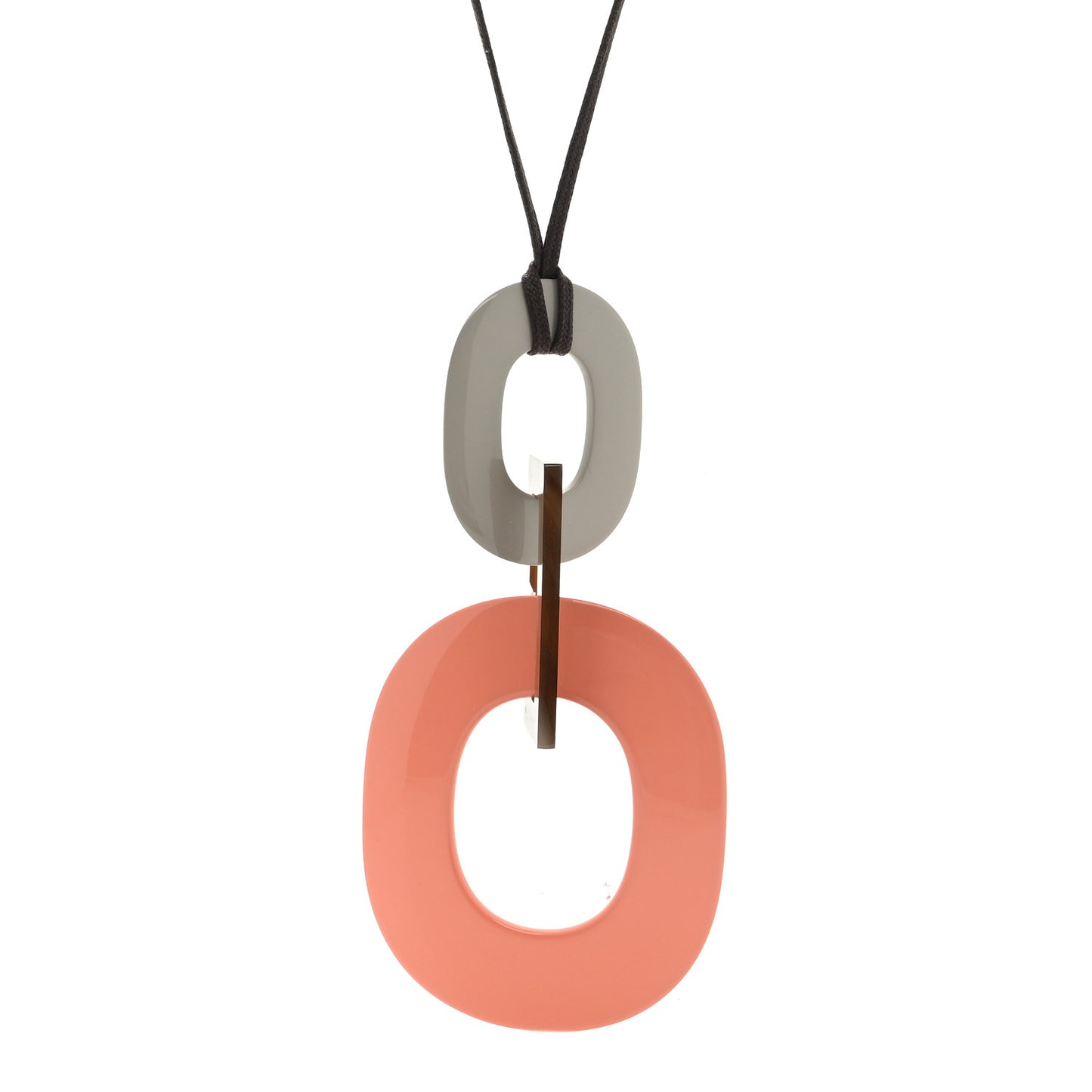 Lacquered Wood Buffalo Horn Kara Necklace Mink Saumon