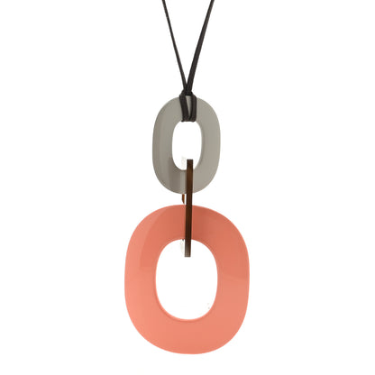 Hermes Lacquered Wood Buffalo Horn Kara Necklace Mink Saumon 1 of 4