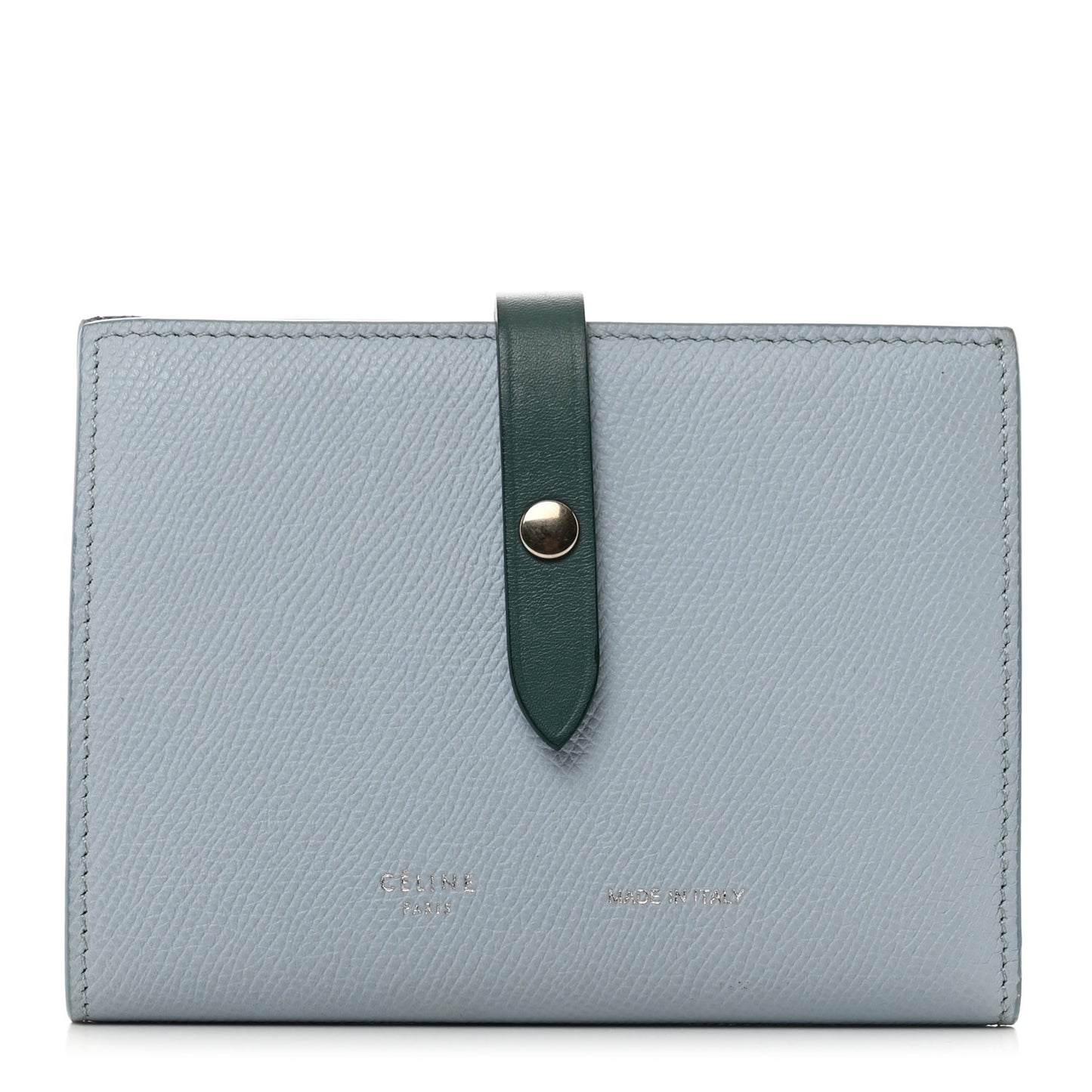 Grained Calfskin Medium Multifunction Strap Wallet Pale Blue