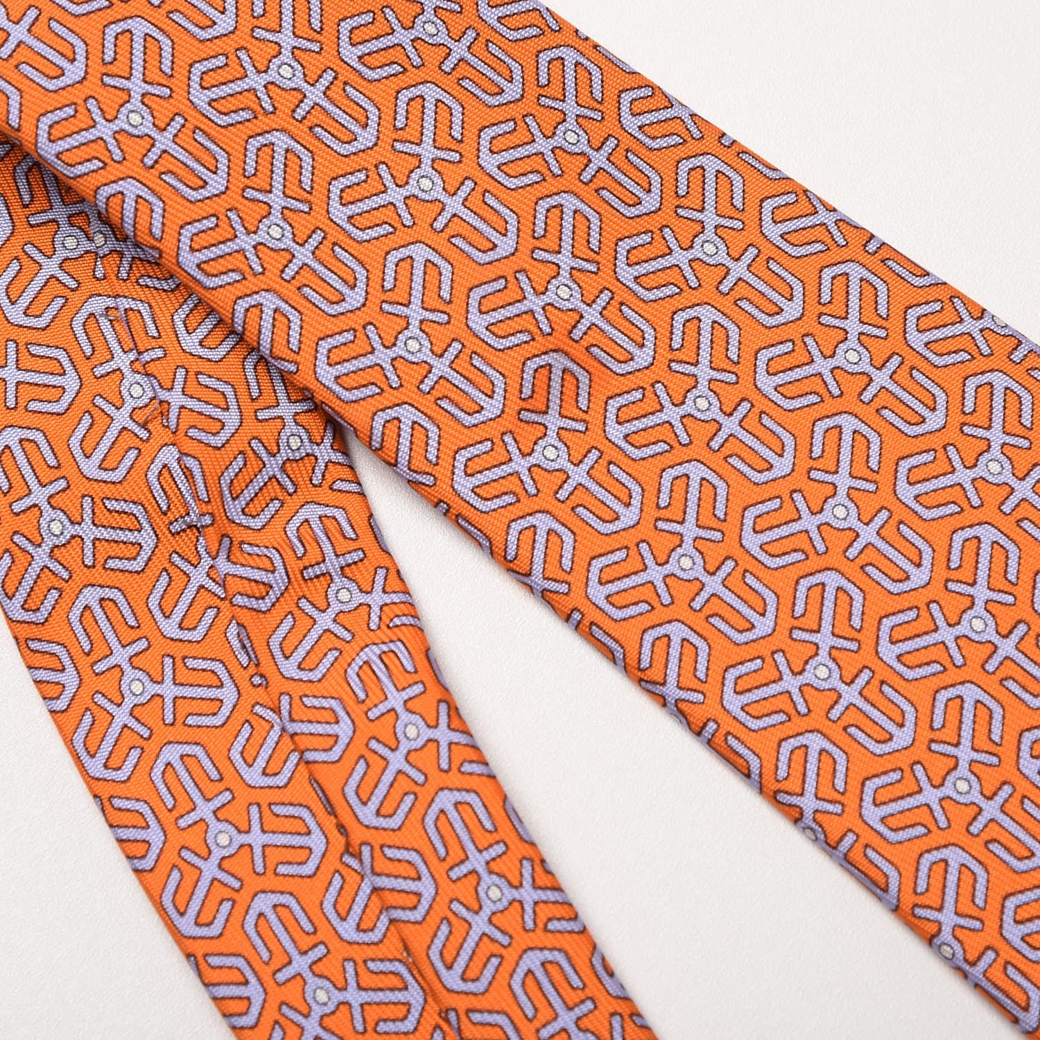 Hermes Mens Silk Anchor Neck Tie Orange 5 of 6