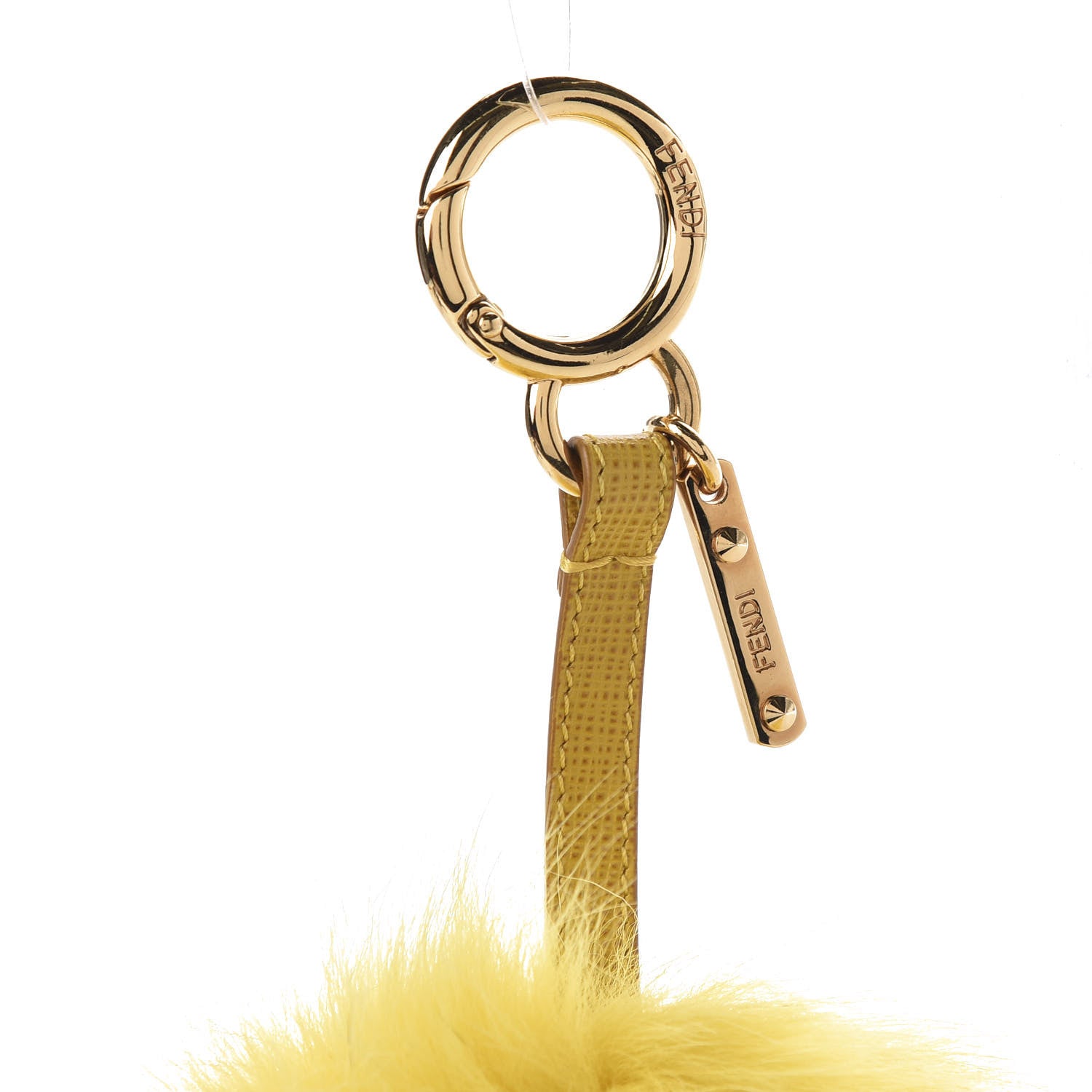 Fendi Fox Fur Pom Pom Bag Charm Yellow 5 of 5