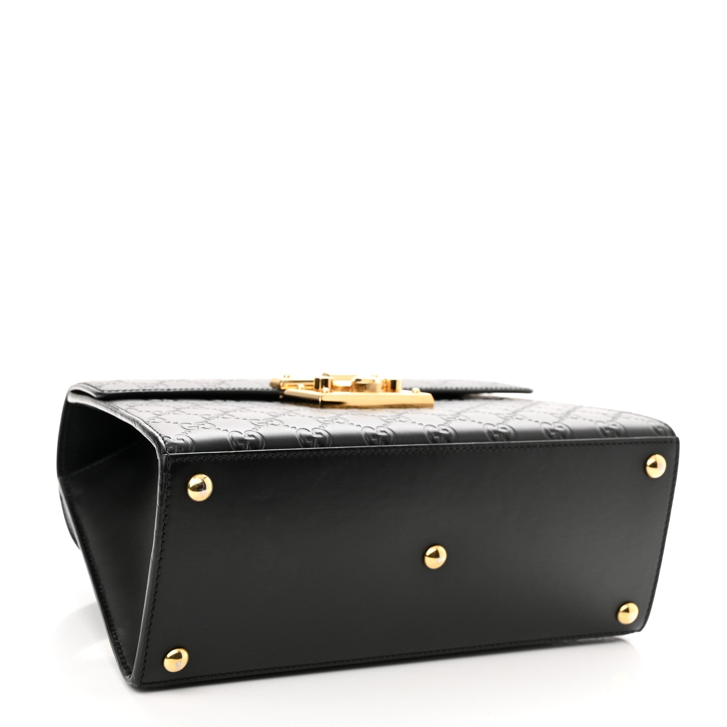 Gucci Guccissima Signature Small Padlock Top Handle Bag Black 4 of 12
