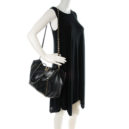 Valentino Garavani Vitello Medium Rockstud Tote Black 2 of 11