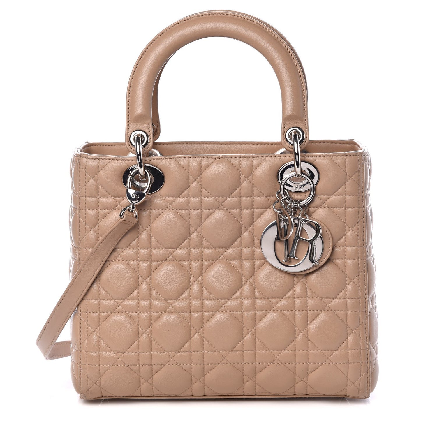 Lambskin Cannage Medium Lady Dior Light Beige