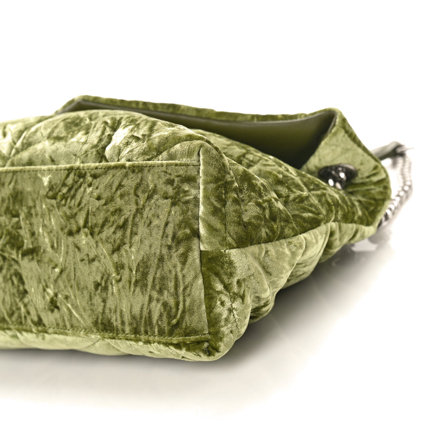 Saint Laurent Velvet Quilted Small Loulou Puffer Monogram Chain Satchel Light Avocado 8 of 8