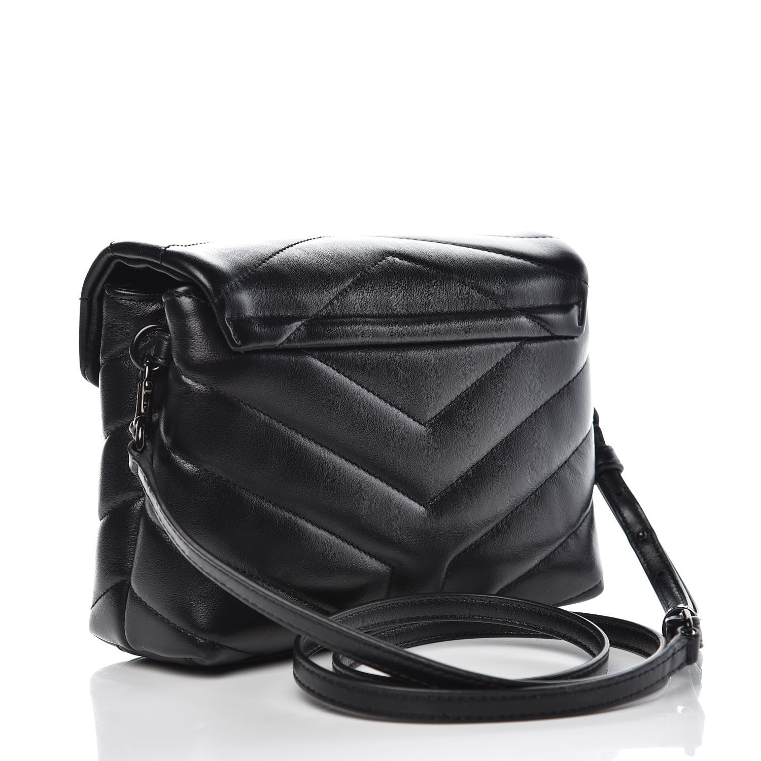 Saint Laurent Calfskin Y Quilted Monogram Toy Loulou Crossbody Bag Black 3 of 9