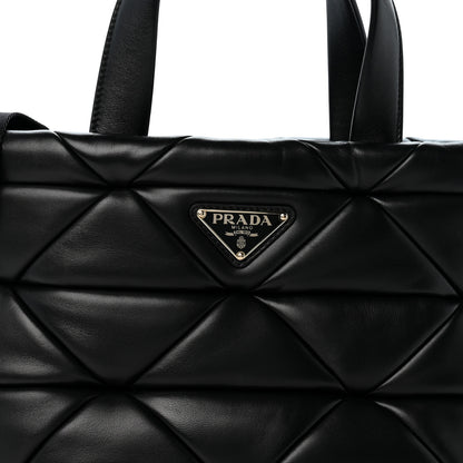 Prada Nappa Triangle Quilted Padded Double Handled Zip Pocket Tote Black 9 of 14