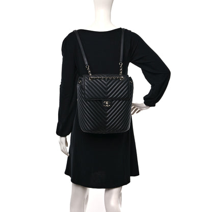 Chanel Calfskin Chevron Quilted Large Urban Spirit Backpack Black 2 of 10