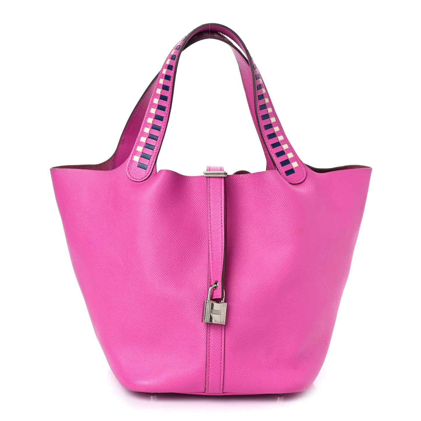 Epsom Tressage De Cuir Picotin Lock 22 MM Magnolia Bleu Saphir Craie