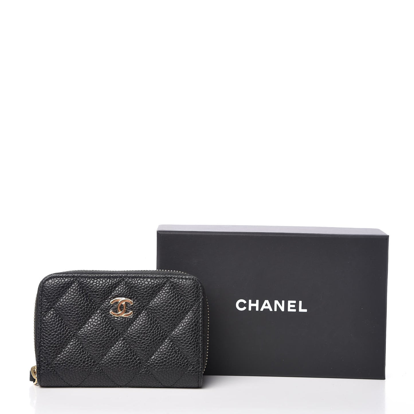 Caviar Quilted Zip Coin Purse Black
