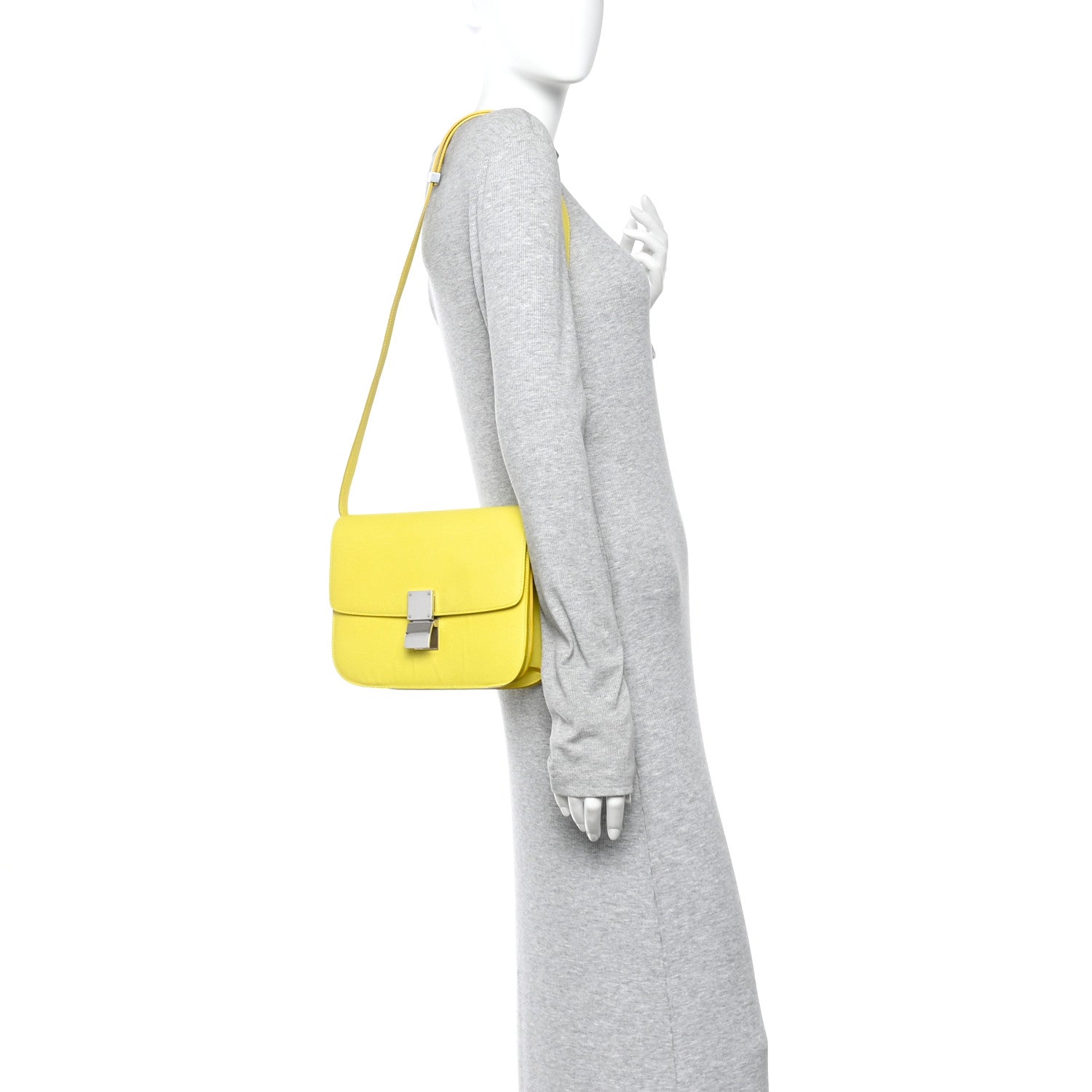 Celine Liege Calfskin Medium Classic Box Flap Bag Fluo Yellow 2 of 15