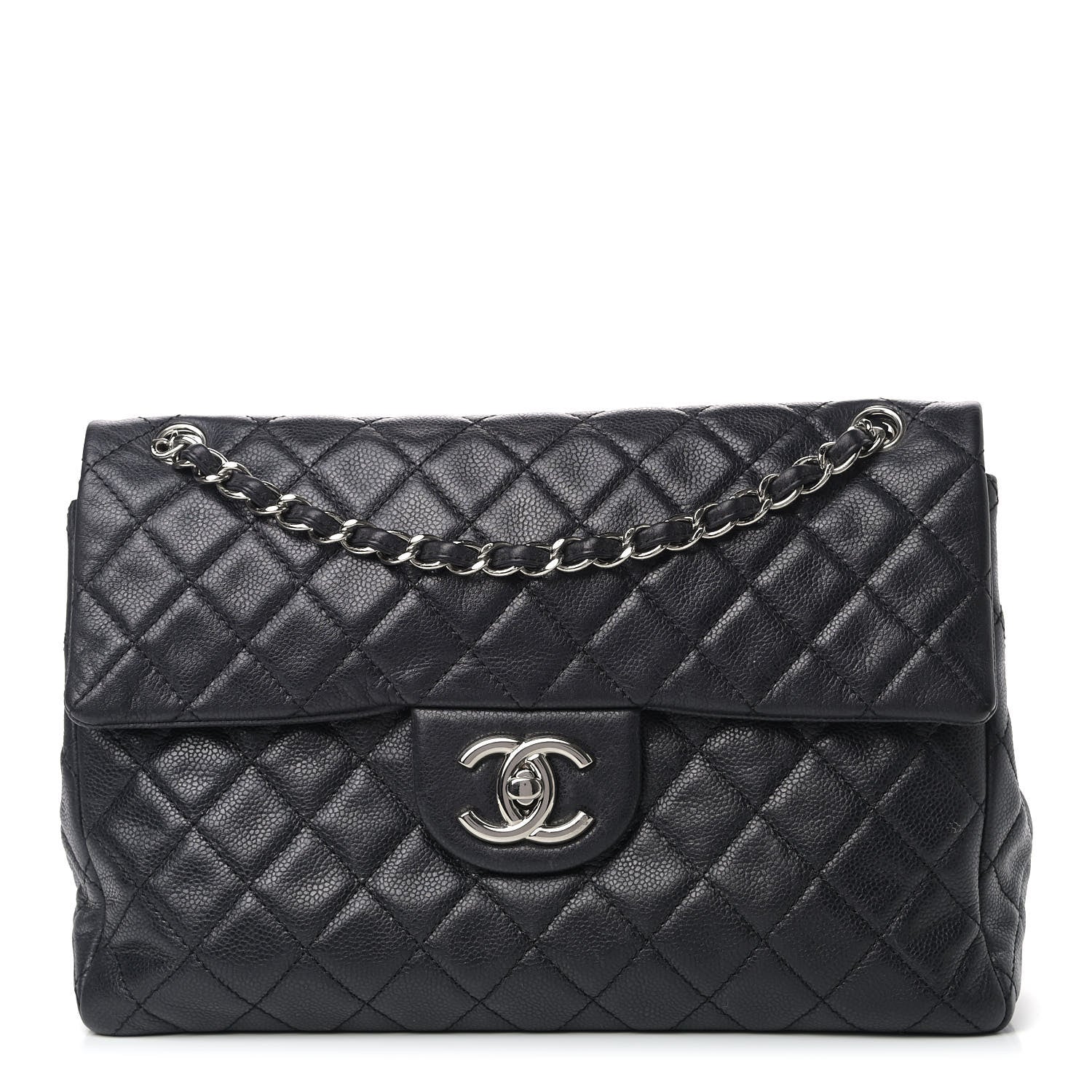 Chanel Washed Caviar Quilted Maxi Single Flap Black 1 of 9