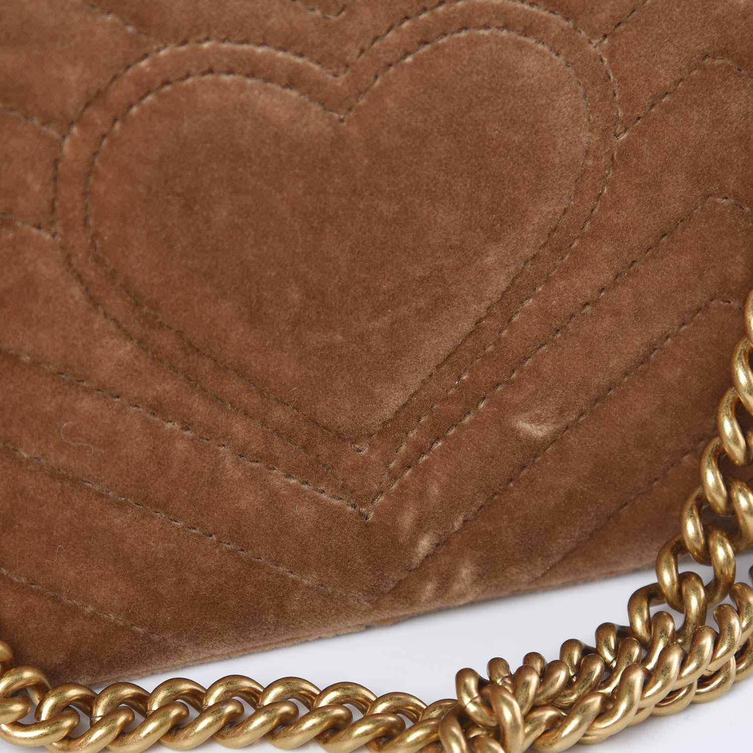 Gucci Velvet Matelasse Small GG Marmont Shoulder Bag Taupe 12 of 12