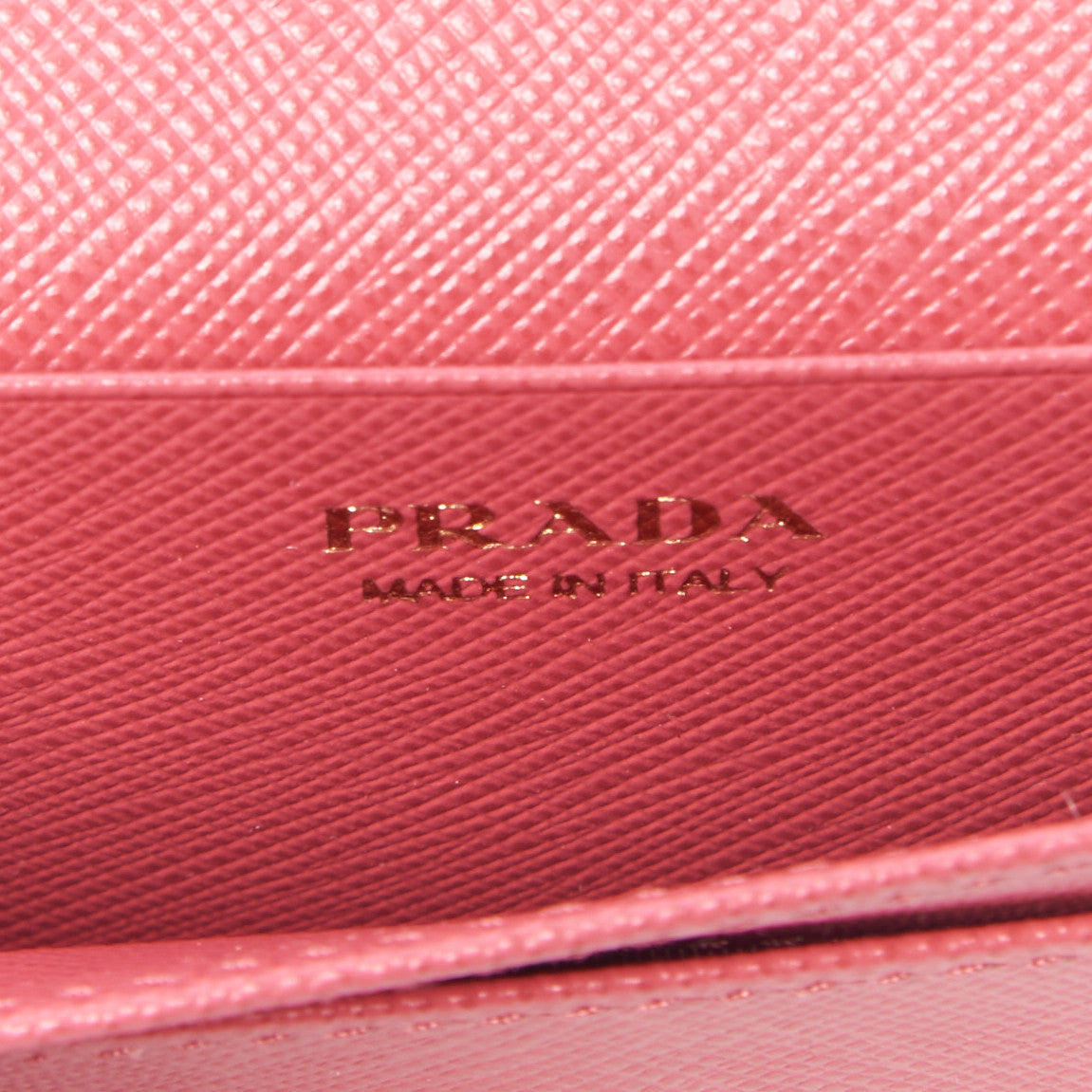 Prada Saffiano Metal Bi-Fold Card Holder Wallet Peonia 7 of 8