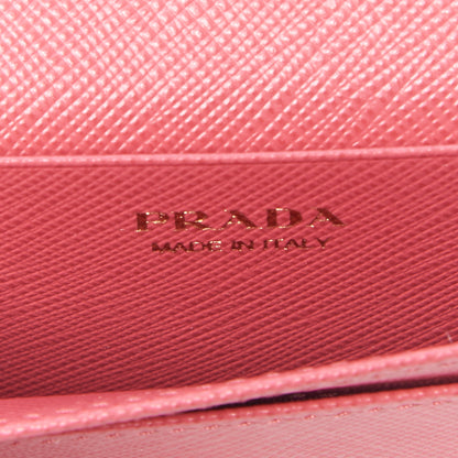 Prada Saffiano Metal Bi-Fold Card Holder Wallet Peonia 7 of 8