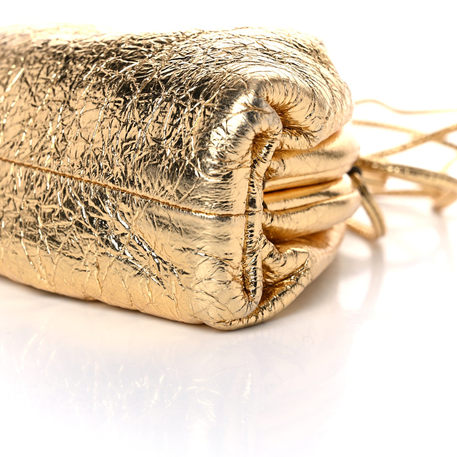 Bottega Veneta Metallic Crinkled Lambskin The Mini Pouch Oro 8 of 12