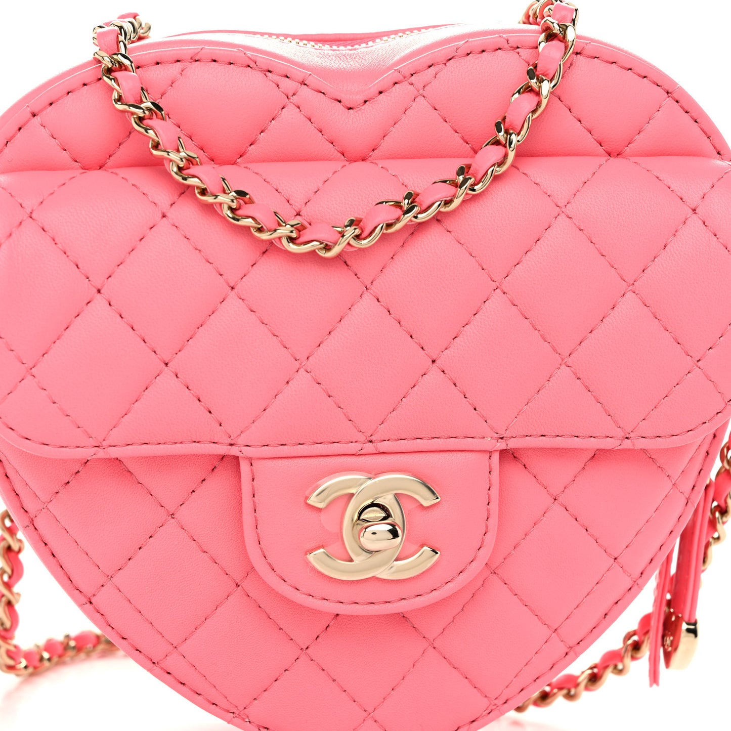 Lambskin Quilted CC In Love Heart Bag Pink