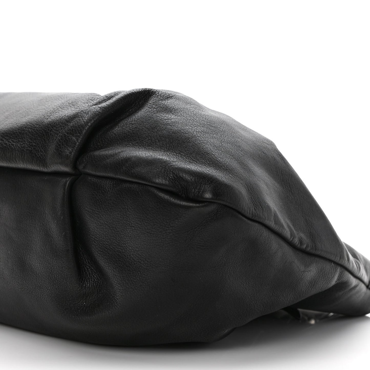 Soft Calfskin Pleated Shoulder Bag Black
