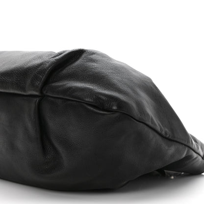 Prada Soft Calfskin Pleated Shoulder Bag Black 7 of 9
