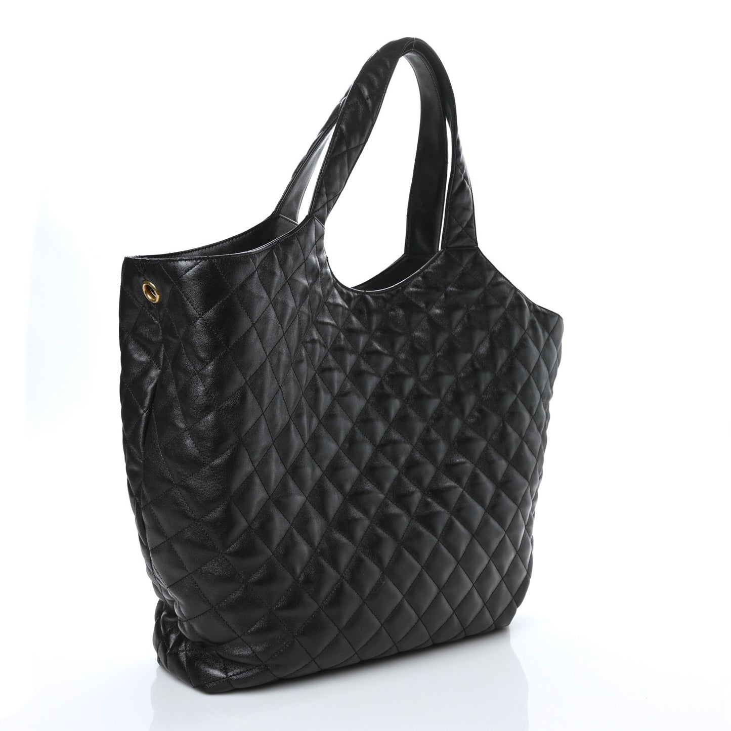 Lambskin Quilted Maxi Icare Shopping Tote Black