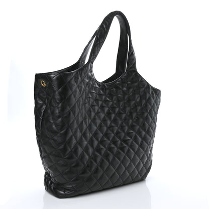 Saint Laurent Lambskin Quilted Maxi Icare Shopping Tote Black 3 of 8