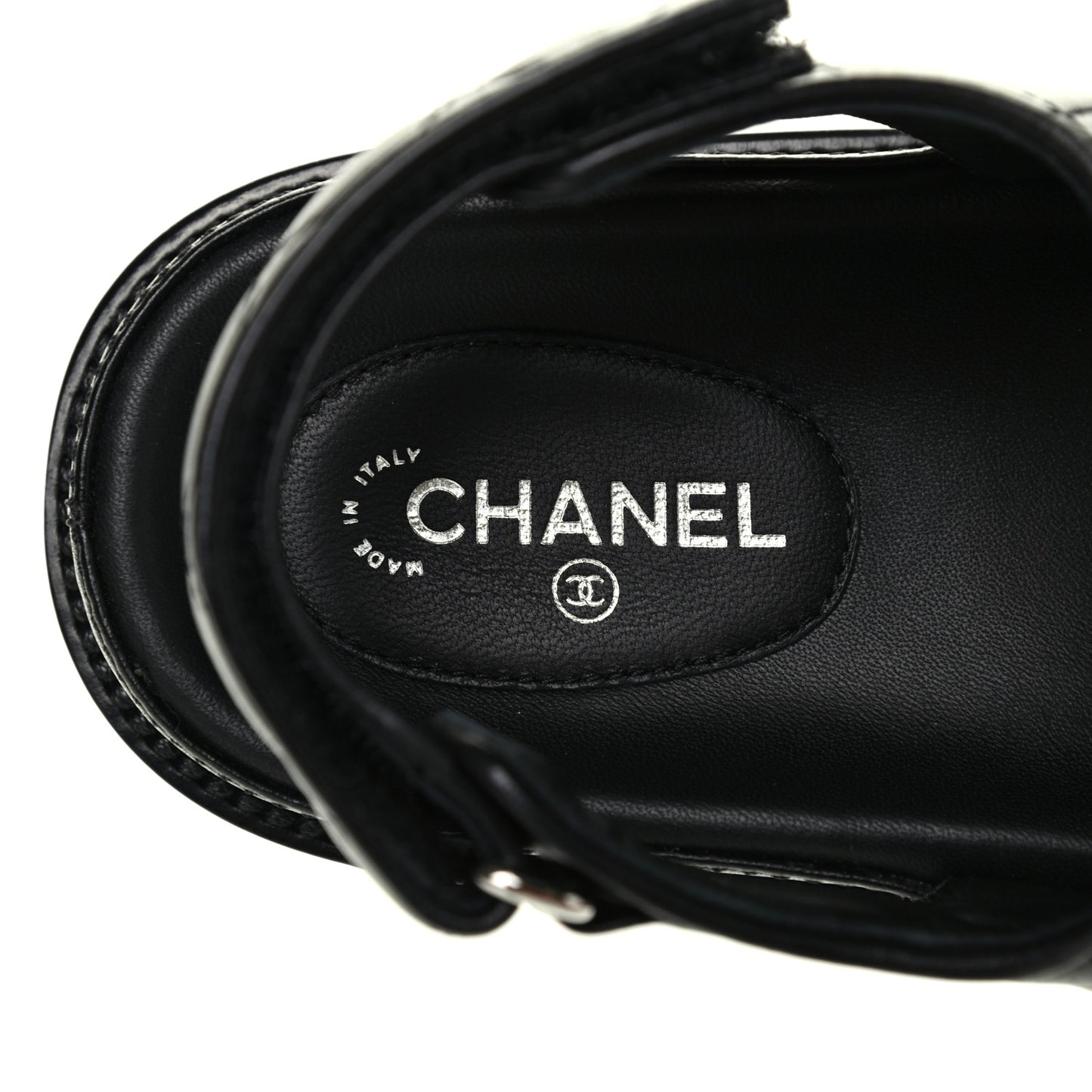 Lambskin Quilted Velcro Dad Sandals 38.5 So Black