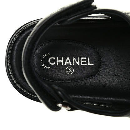 Chanel Lambskin Quilted Velcro Dad Sandals 38.5 So Black 7 of 9