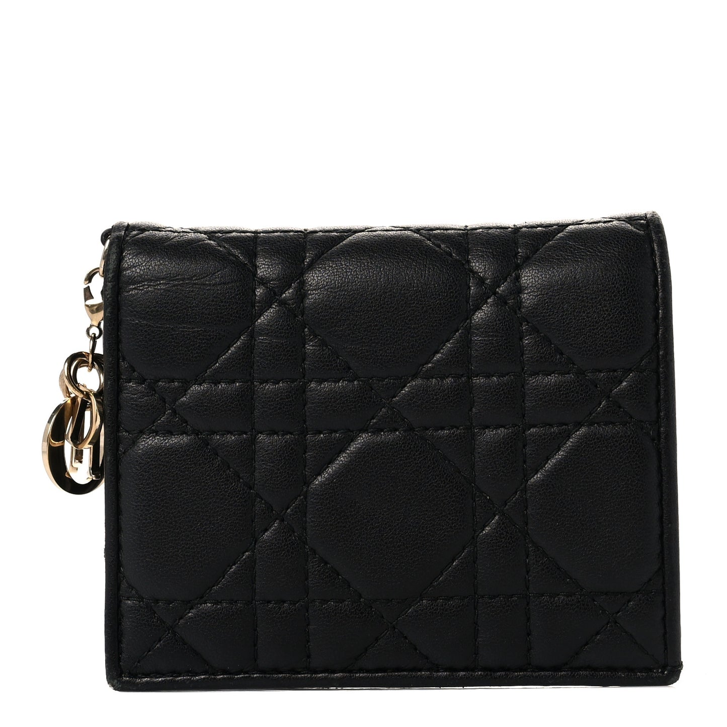 Lambskin Cannage Mini Lady Dior Wallet Black