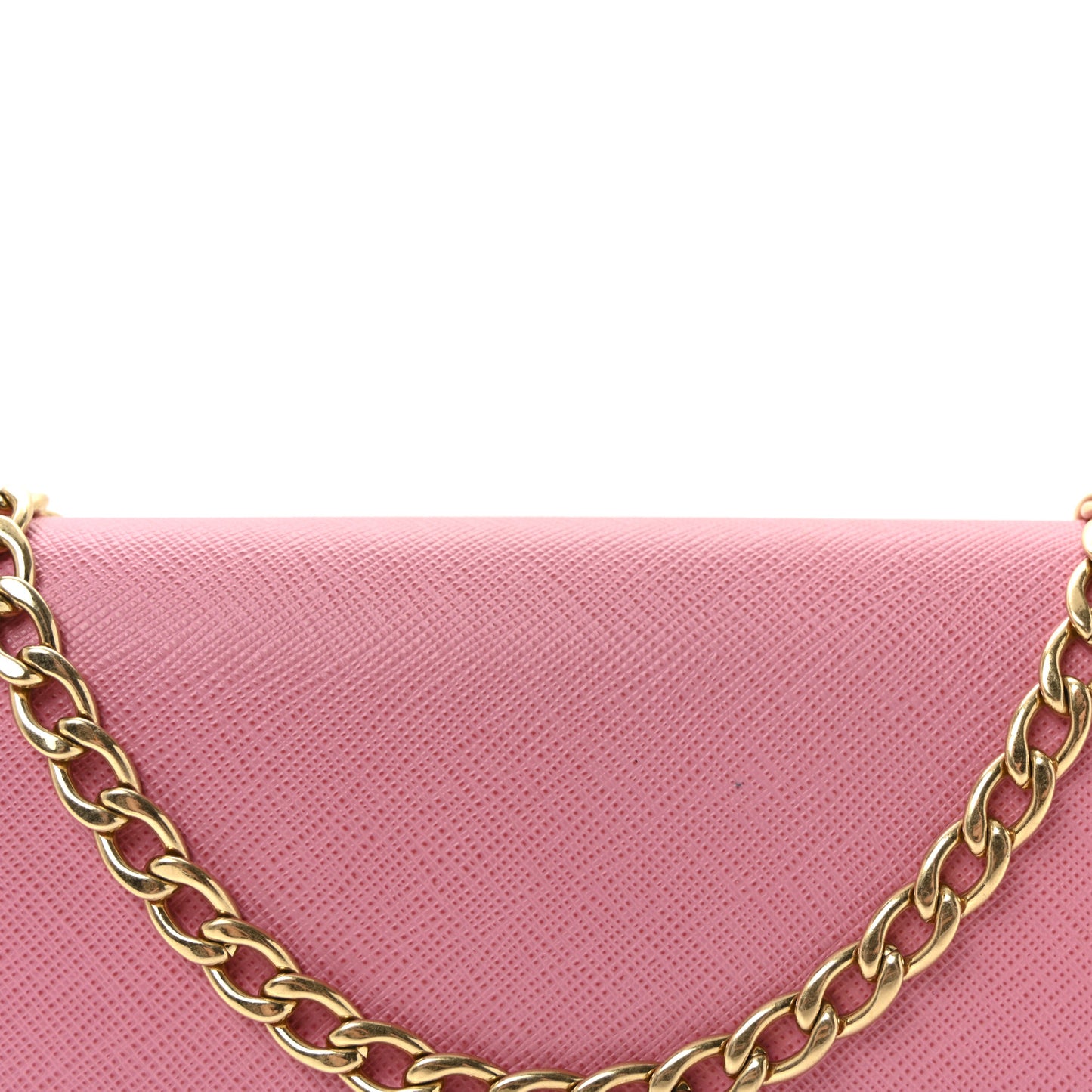 Saffiano Lux Monochrome Chain Wallet Begonia