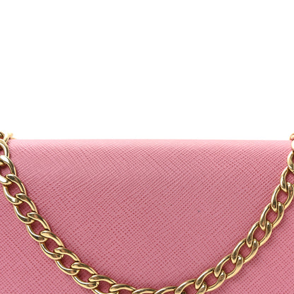 Prada Saffiano Lux Monochrome Chain Wallet Begonia 7 of 9