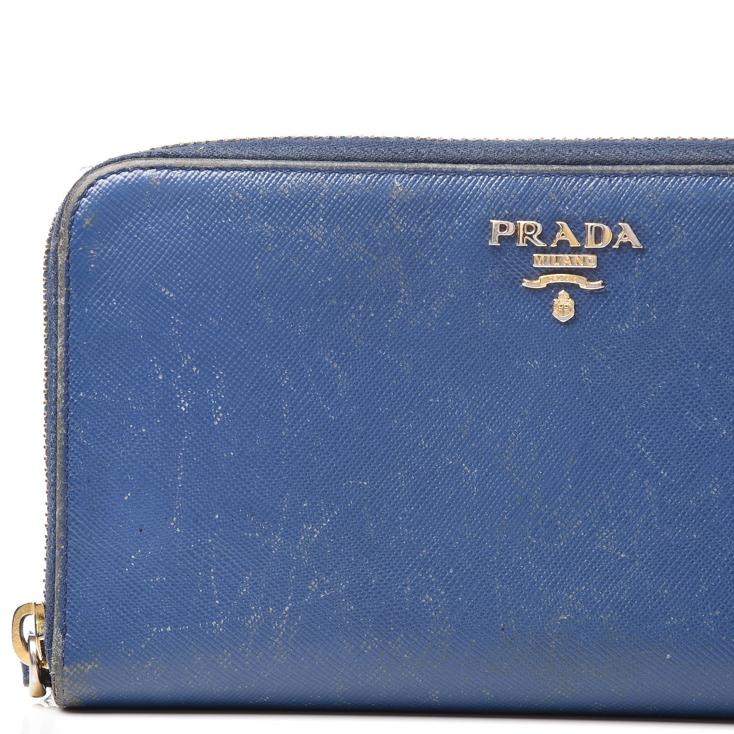 Prada Saffiano Metal Zip Around Wallet Bleuette 14 of 18
