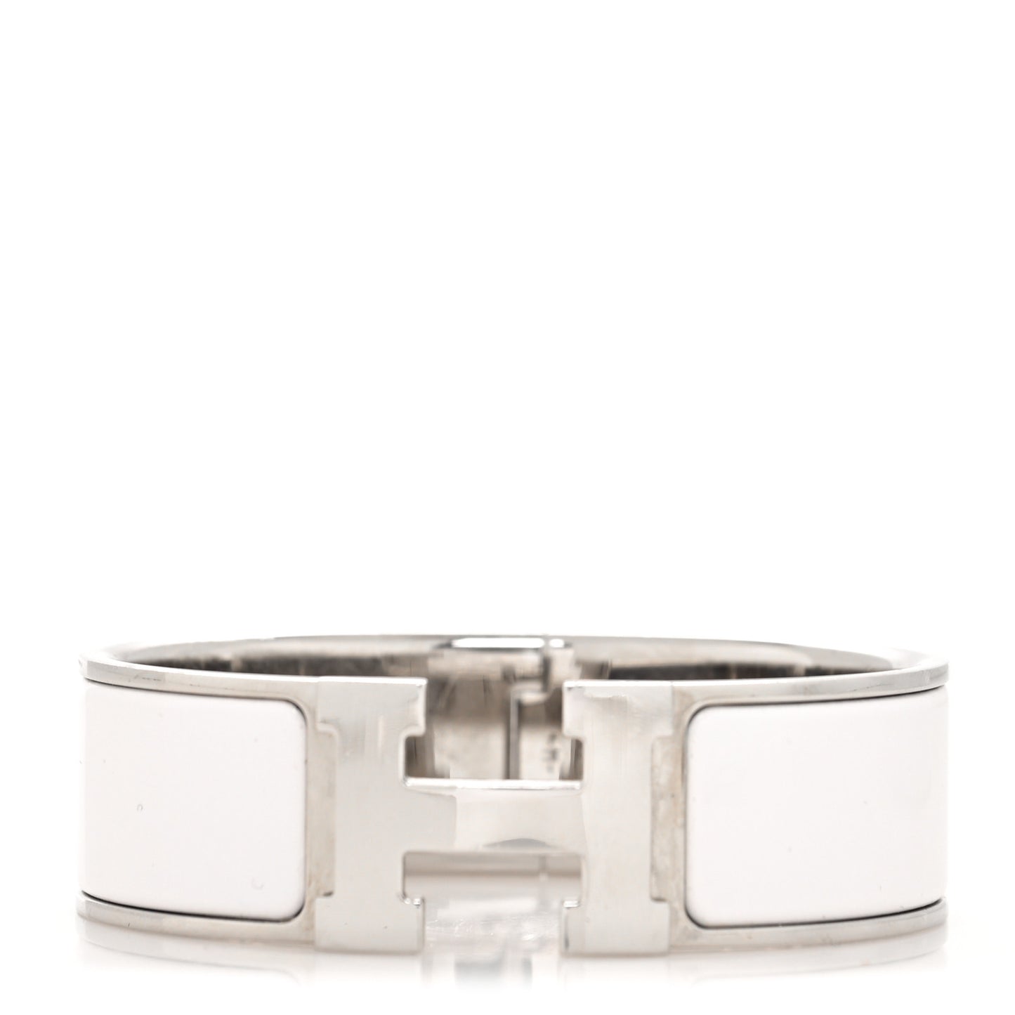 Enamel Wide Clic Clac H Bracelet GM White