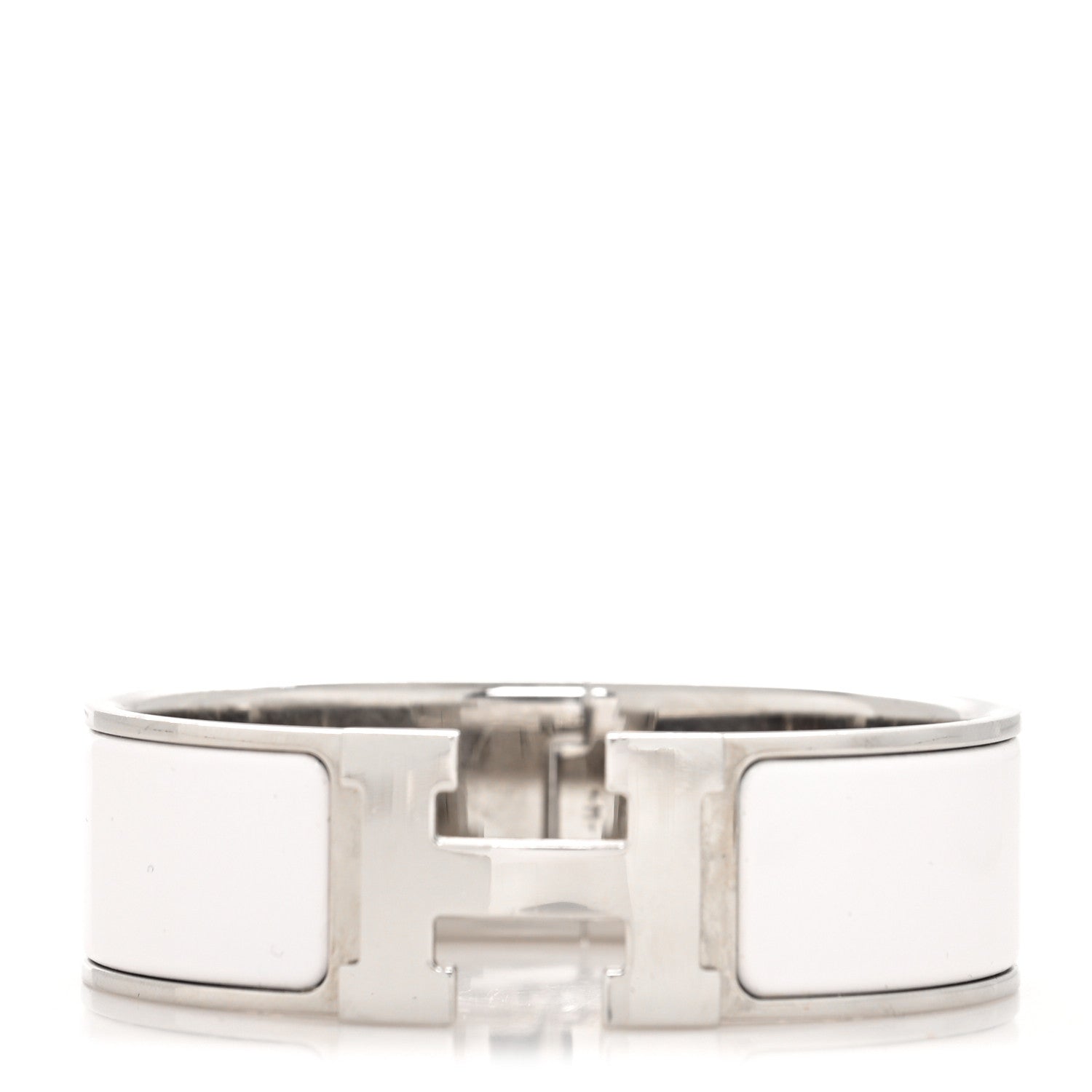 Hermes Enamel Wide Clic Clac H Bracelet GM White 1 of 5