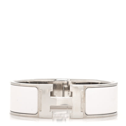 Hermes Enamel Wide Clic Clac H Bracelet GM White 1 of 5