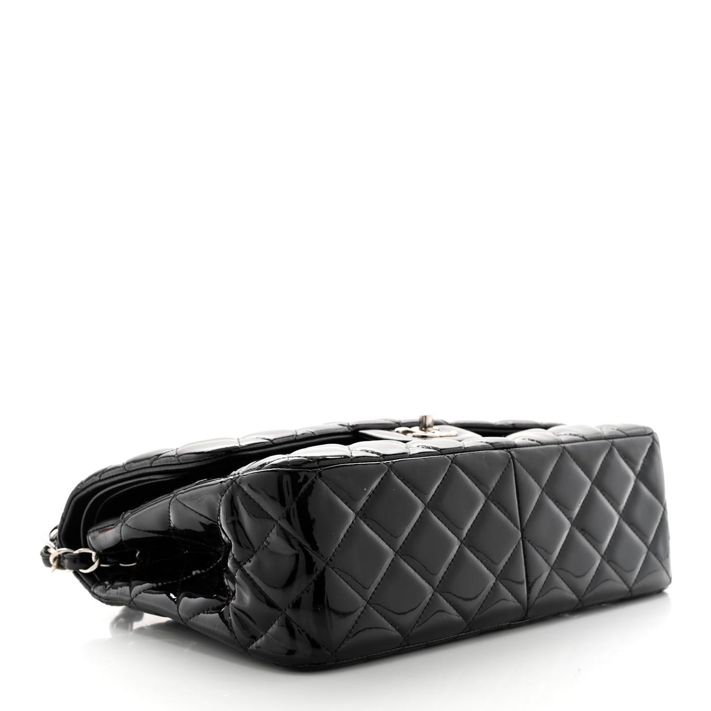 Patent Quilted Jumbo Double Flap Black
