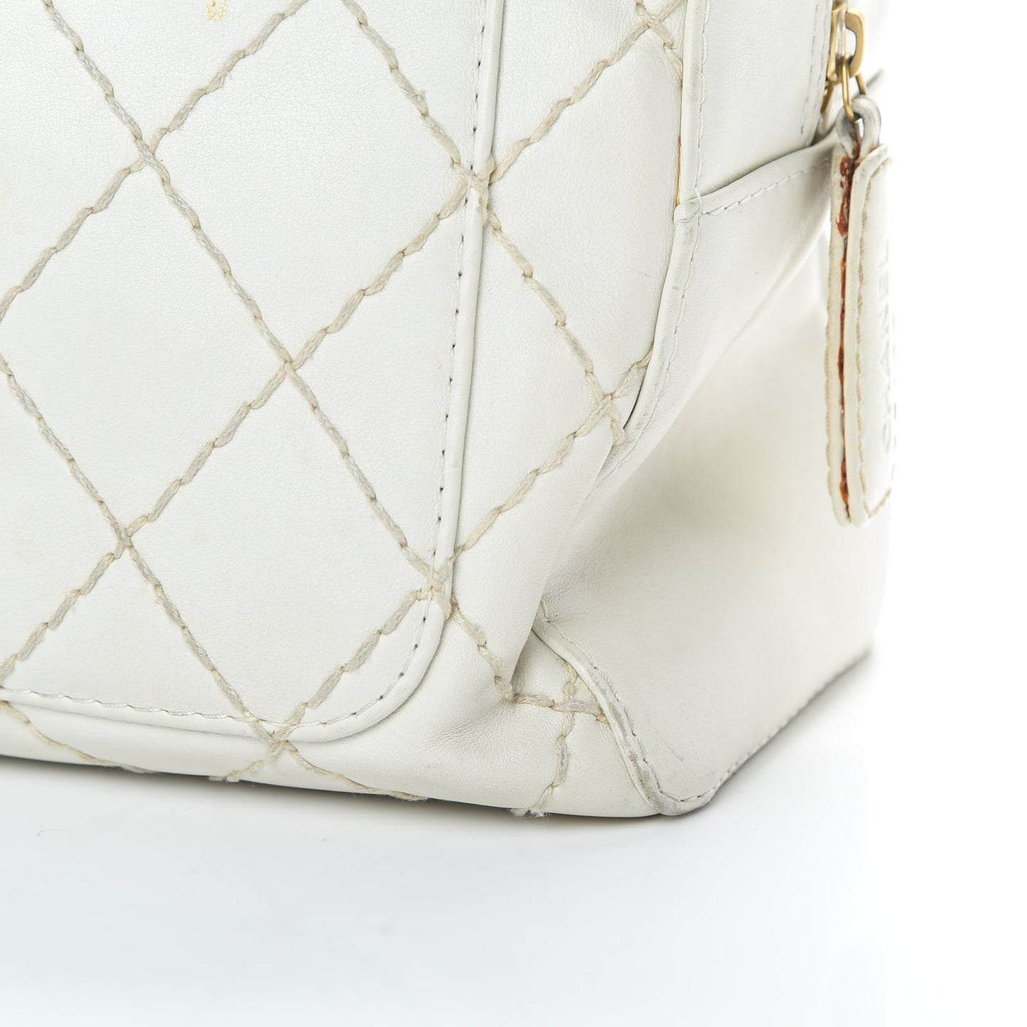 Calfskin Wild Stitch Top Handle Bag White