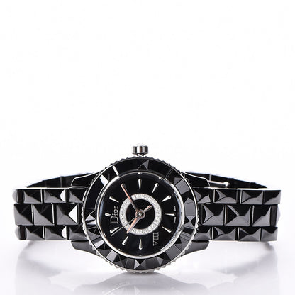 Christian Dior Stainless Steel Ceramic Diamond 28mm Dior VIII Quartz Watch Black 3 of 5