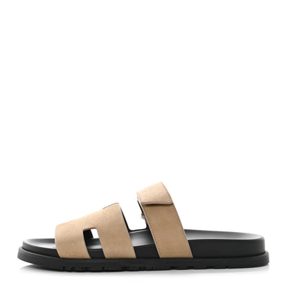 Hermes Suede Goatskin Mens Chypre Sandals 43.5 Beige Argile 1 of 9