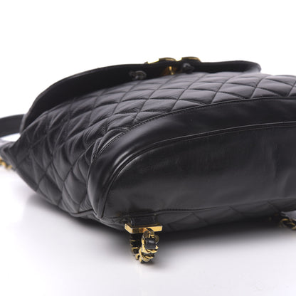 Chanel Lambskin Quilted Drawstring Backpack Black 12 of 13