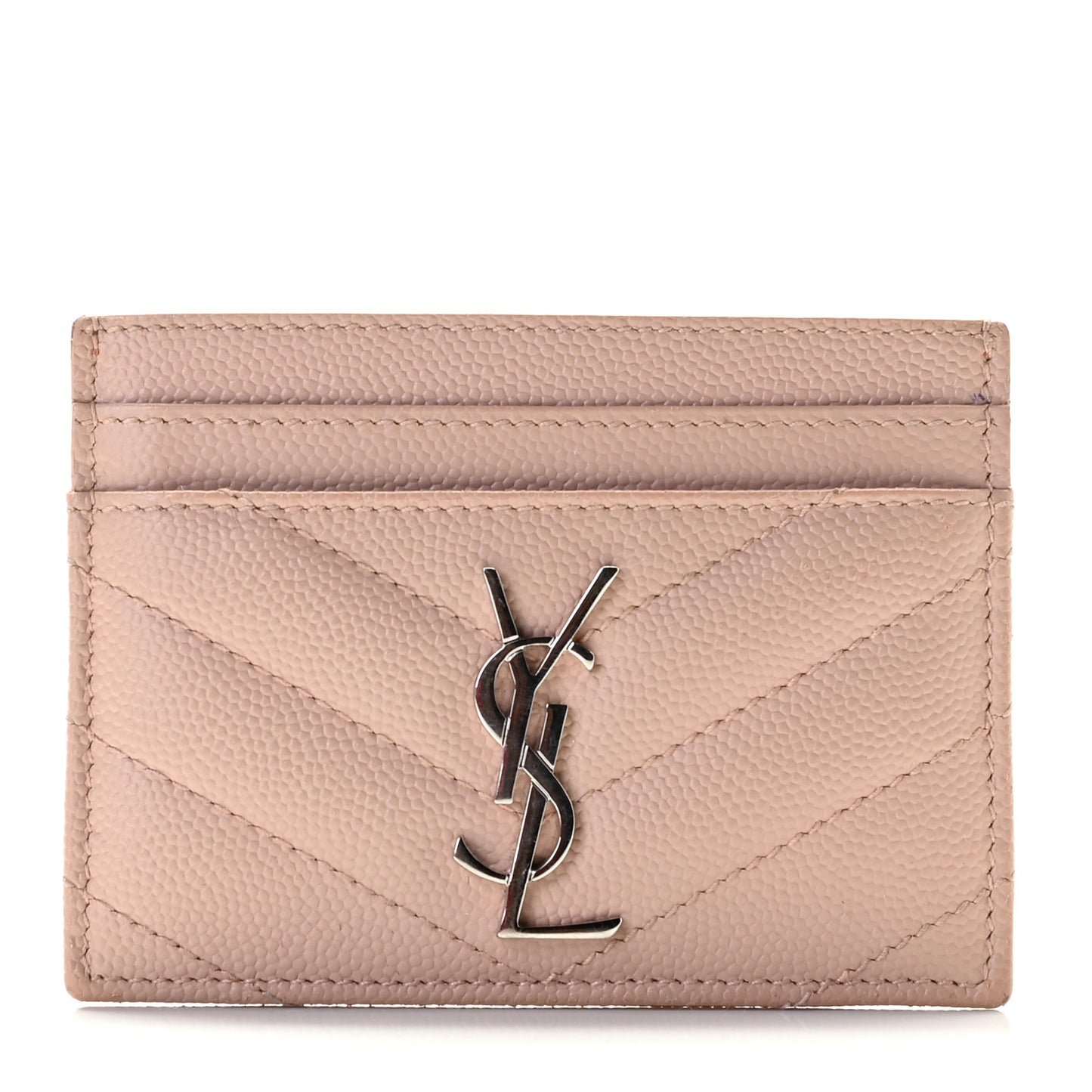 Grain De Poudre Matelasse Chevron Monogram Credit Card Case Pale Pink