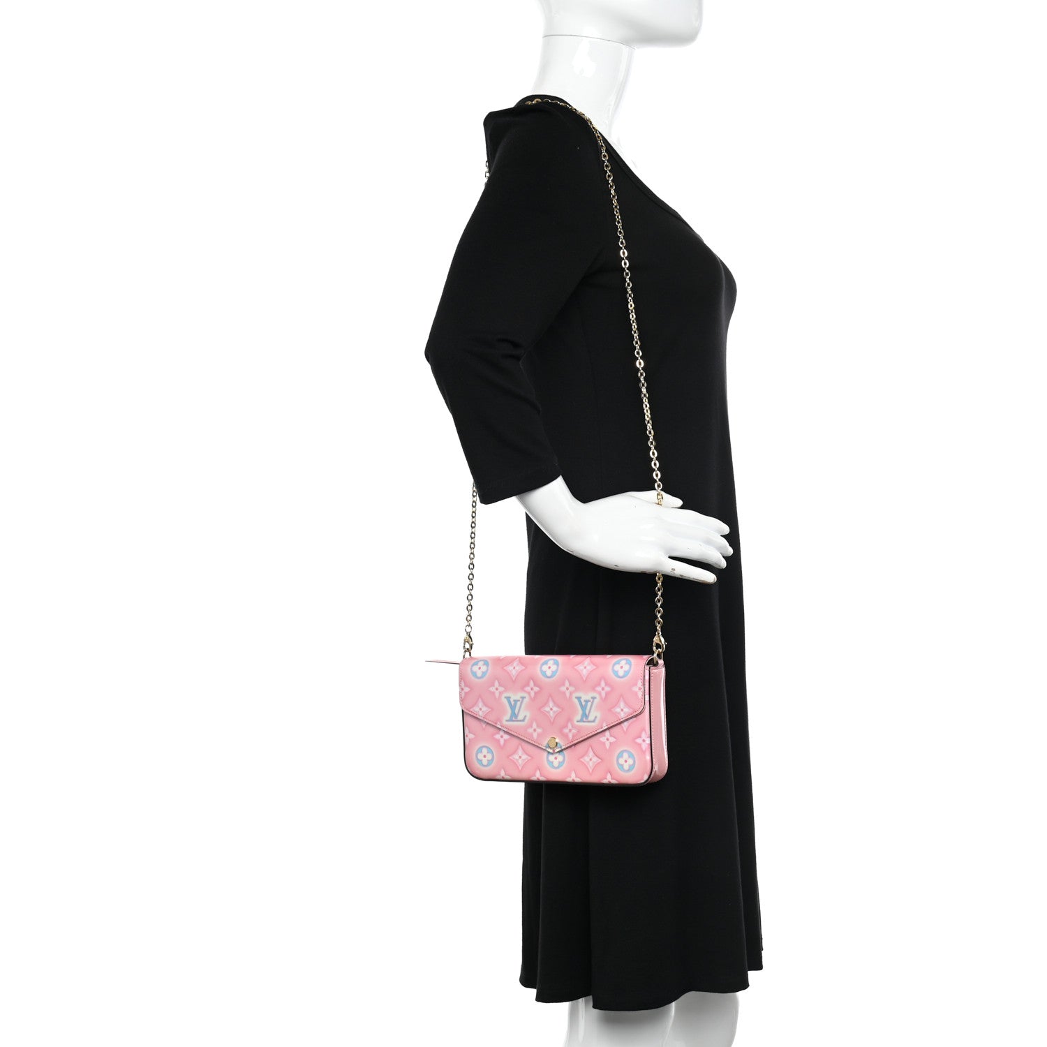 Louis Vuitton Vernis Valentine Felicie Pochette Chain Wallet Light Pink Neon 2 of 13